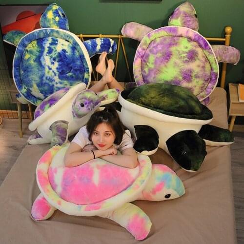 80cm Huge Size Colorful Plush Tortoise Toy Cute Turtle Plush Pillow Big Stuffed Soft Cushion for Girls Baby Vanlentine Gift