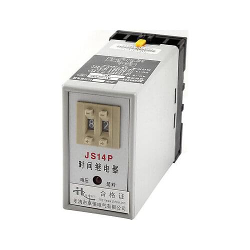JS14P 1-99s Range DPDT 2NO 2NC Programmable Time Delay Relay AC 220V
