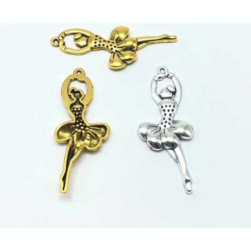 JunKang Retro fashion ballet beauty girl big pendant handmade diy making bracelet necklace accessories jewelry wholesale 20*51mm