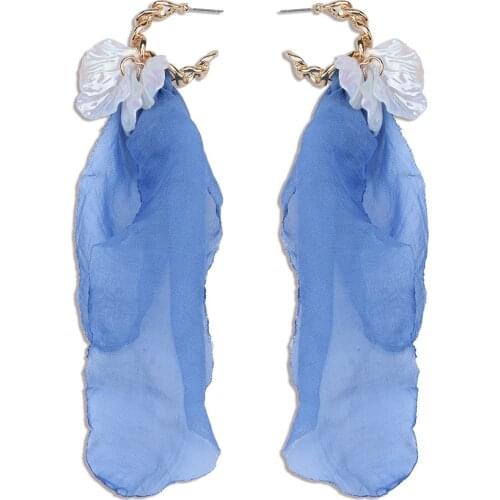 Korean Flower Lace Drop Earrings for Women Boho Elegant Pearl Petals Hanging Dangle Pendant Earrings Jewelry Wedding Party Gifts