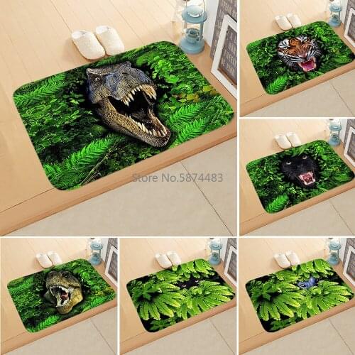 3D Horror Dinosaur Printed Floor Mat Soft Side Strip Door Mat Carpet Bedroom Entrance Floor Corridor Mat