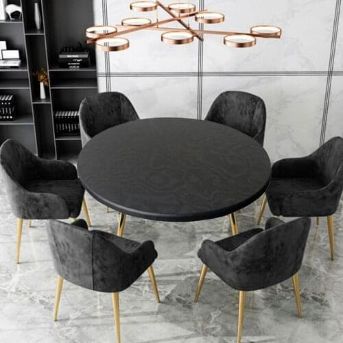 Round Waterproof Table Cover Oil Proof Cloth Protector Polyester Tablecloth Catering Fitted Table Cover with Elastic Edged New