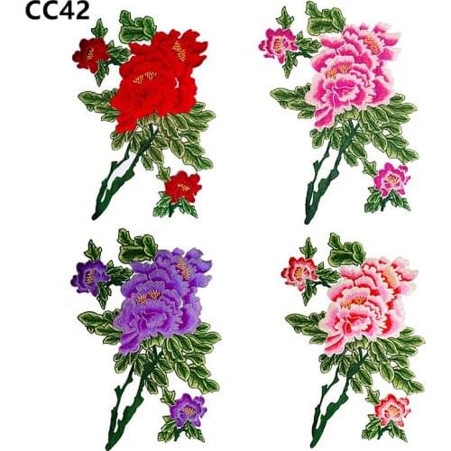 Multiple colors peony Embroidery lace applique flower patch sewing on Tuxedo clothing Accessories CC42