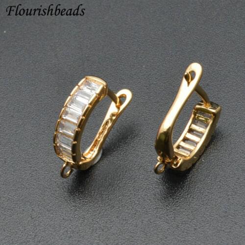 2021 New Design High Quality Baguette CZ Paved Popular Earring Hooks DIY Jewelry Findings Drop Earrings Making Accessories
