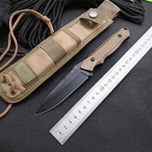 HOT DEALS Champagne handle 140 knife Straight knife fixed blade Aluminium Alloy handle Survival outdoor hunting knives edc tool