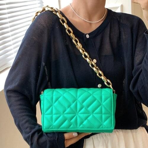 Small Lattice Square Flap Crossbody Bag 2021 New Quality PU Leather Womens Purse Chain Design Luxury Fashion Shoulder Handbag