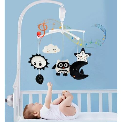 Baby Crib Mobile Musical Toddler Black And White Bed Bell Baby Cot Toys Rattles Mobiles Educational Toy Newborns Gifts