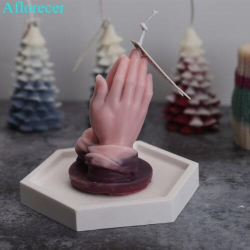 Praying Hand Silicone Mold DIY Plaster Silicone Mould For Car Decoration Silicone Candle Molds Bee wax candle mold