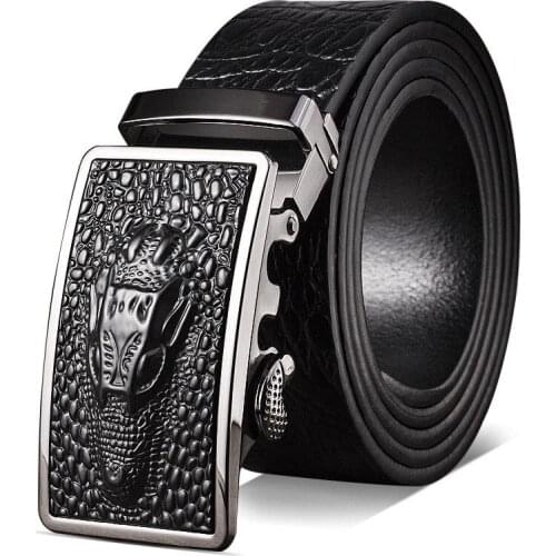 2021 new mens business leather crocodile pattern 110-125CM high quality first layer cowhide automatic buckle belt belt