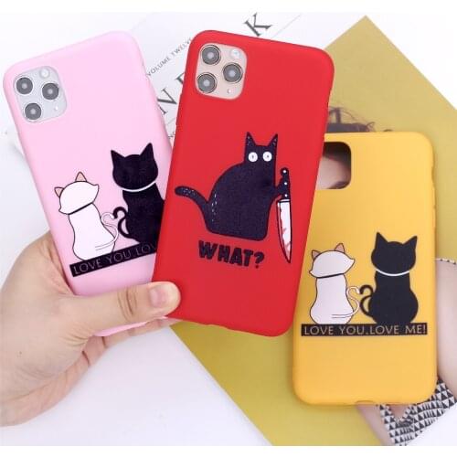 Cat What funny Love You Cartoon Phone Cover For iPhone 11 Pro Max X XS XR Max 7 8 7Plus 8Plus 12 SE Soft Silicone Candy Case