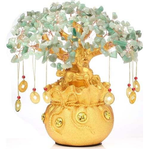 Natural Dongling jade quartz gemstone crystal lucky tree reiki healing feng shui decoration