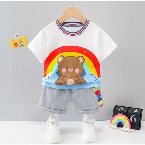 New Summer Newborn Baby Girl Clothes Children Boys Cotton Sport T-Shirt Shorts 2Pcs/Set Toddler Clothing Kids Tracksuits 1-4Year