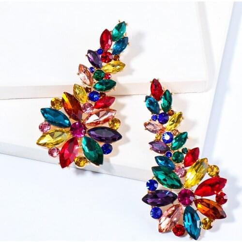 New Long Drop Dangle Crystal Earrings Colorful Rhinestone Hangle Earring Luxury Earing for Women Jewelry Accessories Gift