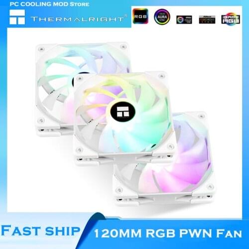 Thermalright PC Parts Computer Case 120mm Quiet CPU Cooler Radiator PWN Cooling Fan ARGB 5V3PIN/12V4PIN,TL-C12W-S 3 in 1