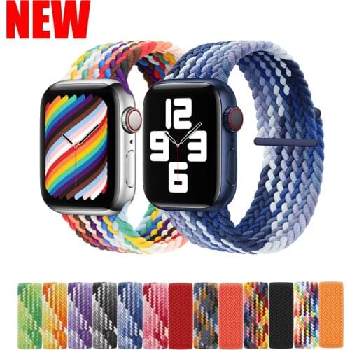 Braided Solo Loop For Apple watch band 44mm 40mm 42mm 38mm Nylon Elastic bracelet strap for apple watch 6/SE/5/4/3/2 iwatch belt