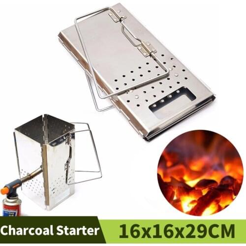 Collapsible Portable Charcoal Starter Thickening Stainless Steel Burning Stove Garden Outdoor Heating Furnace With Storage Bag