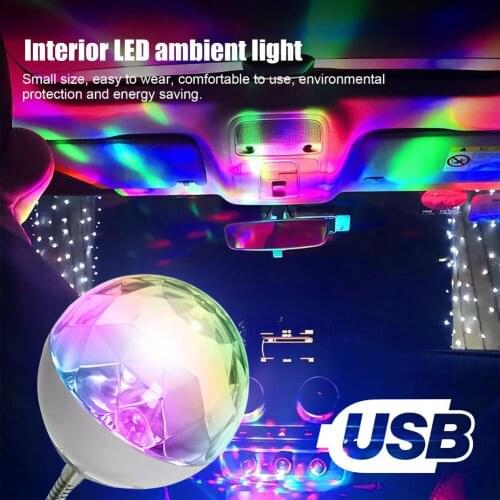 LED Mini Colorful Stage Projector Ball RGB Disco Flash Rotatory USB Charged Night Light Voice Control for Christmas Party Decor