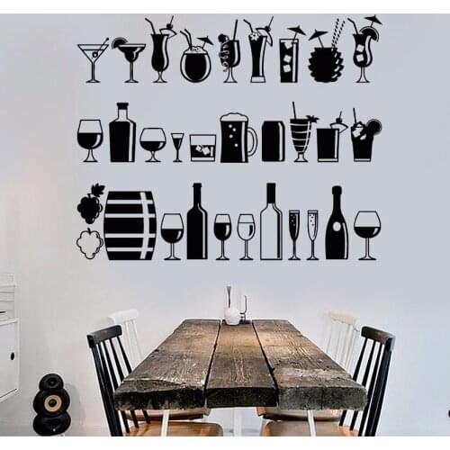 Vinyl Wall Decal Party Wall Stickers Bar Decoration Accessaries Various Bar Drinks Wall Mural Bar Art Removable Wall Art AY681