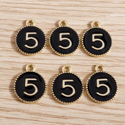 10pca 13*16mm Alloy Enamel Number 5 Charms for DIY Jewelry Making Necklaces Earrings Bracelets Handmade Crafts Accessories