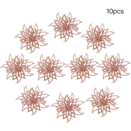 10Pcs Glitter Color Flower Lycoris Radiata Christmas Wreath Tree Embellishment Xmas Gift Wedding Party Props For Scrapbook