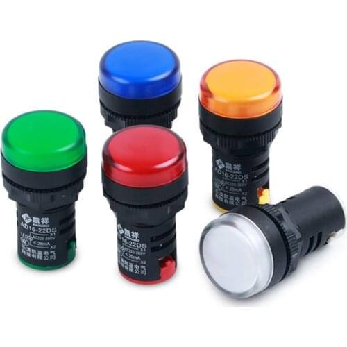 12V, 24V, 220V, 380V, 22mm 1pcs Panel Mounted LED Power Indicator Pilot Light AC / DC Universal