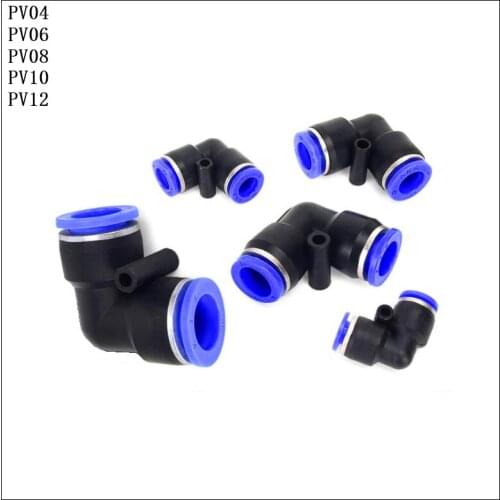 20-60pcs/Lot PV4/PV6/PV8/PV10/PV12 L Shaped Pneumatic Fitting 4 to 12mm OD Hose Tube Push In Air Gas Fittings Quick Coupling