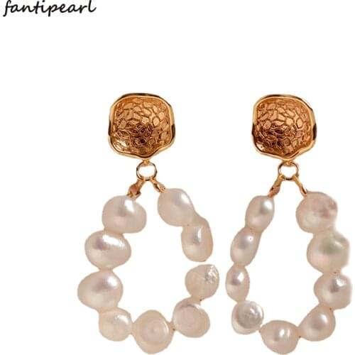 2021 summer s925 European and American retro palace style natural special-shaped baroque pearl earrings earrings female