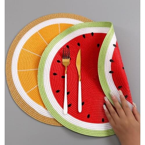38CM Watermelon Lemon PP Round Western Placemat Insulation Pad Table Mat Environmental Protection Plate Mat Bowl Coaster