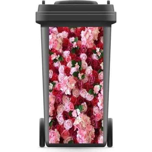 3D Rubbish Bin Sticker Art Roses Flower Wallpaper mural Wall Print Decal Removable Wall Mural Photo self adhesive Gift