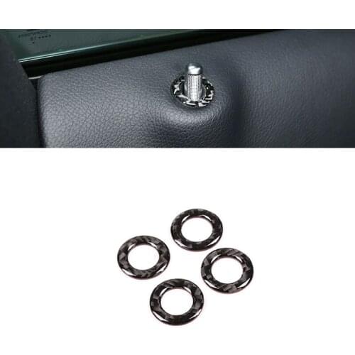 3D Carbon Fiber 4 pcs Door Lock Ring Trim Stickers for Mercedes-Benz C GLC Class W205 car Sticker