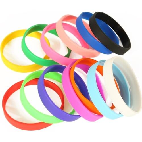 50pcs Men Women Teen Sports Rubber Wristband Solid Silicone Bracelets Friendship Hand Bands Bangle Basketball Cuff Accessories