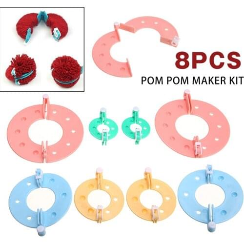 8Pcs 4 Sizes Pompom Maker Kit Knitting Crafts Pom Pom Balls Maker Plush Fuzz Ball Making Tool DIY Kids Handcraft Supplies