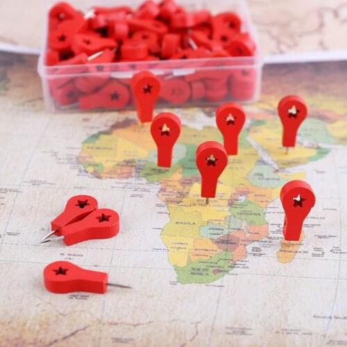 80 Pcs Map Markers Wooden Drawing Photo Wall Studs Cork Board Pins Thumbtack Pushpins Painting ToolsDropship