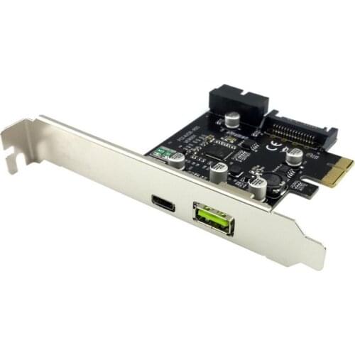 PCI-E 1x Express to USB 3.1 Type C USB-C & USB 3.0 Dual Port Add on Expansion Card Adapter for PC Computer