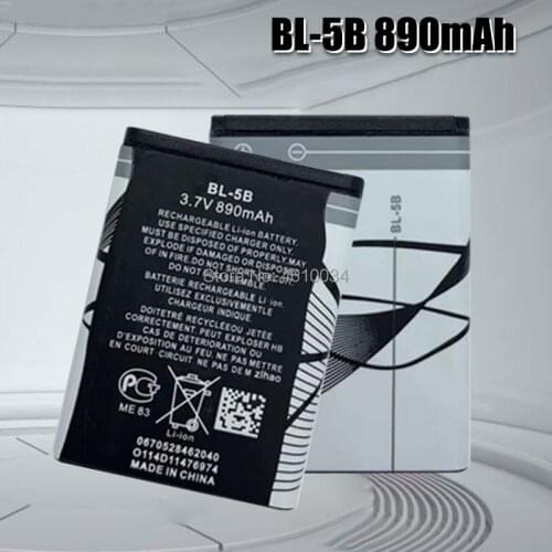 BL-5B 3.7V 890mAh Phone Built-in Rechargeable Li-ion Replacement Battery with Battery Cells PTC Protection for Nokia 3220 / 3230