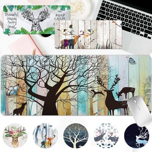 Large Mouse Pad Non-slip Office Computer Desk Mat Deer Pattern Gaming Mousepad Soft PU Leather Portable Table Keyboard Mouse Pad