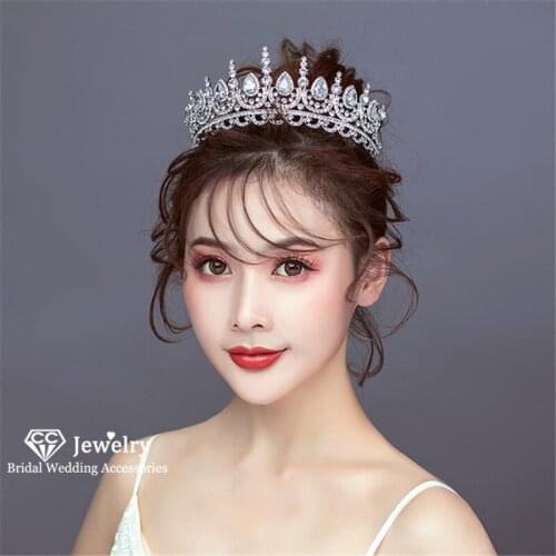 CC Tiara Crown Headband Bridal Fashion Jewelry Wedding Accessories for Women Hair Ornaments Pageant Hairwear Water Drop HG1043