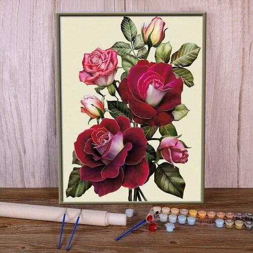 Flowers Rose Paint By Numbers Complete Kit Oil Paints 40*50 Boards By Numbers Wall Paintings Adults Wall Art Drawing