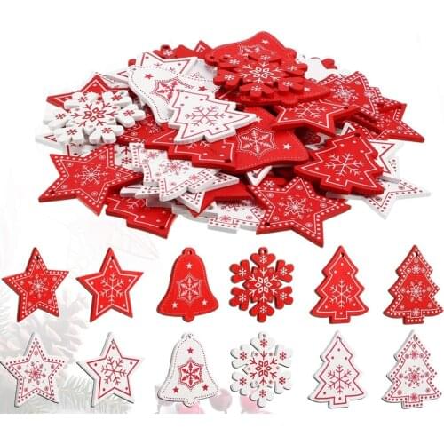 Wooden Christmas Ornaments Pendant Christmas Tree Hanging Pendants DIY Home Christmas Decorations New Year Gifts