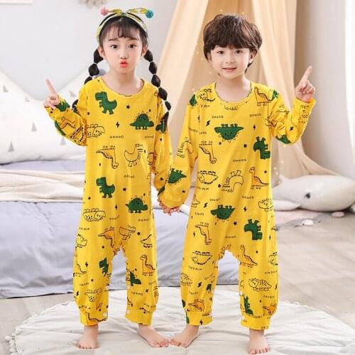 2021 cartoon children dinosaur pajama boy clothes spring and autumn animal one-piece pajamas girl cute onesie pajamas halloween