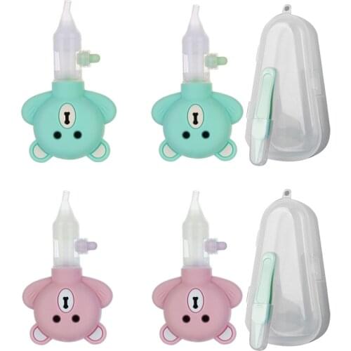Kids Newborn Nasal Aspirator Cartoon Bear Silicone Baby Safety Nose Cleaner Vacuum Suction Sniffling Equipment