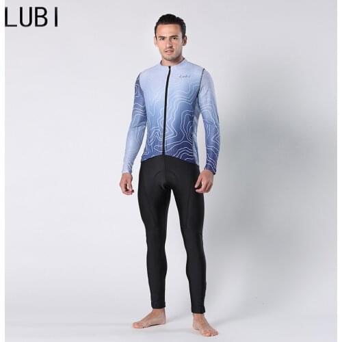 LUBI Long Cycling Jersey Bib Kit 2021 Pro Team Men Set Racing Bicycle Clothing Suit Breathable Mountain Bike Clothes Sportswear