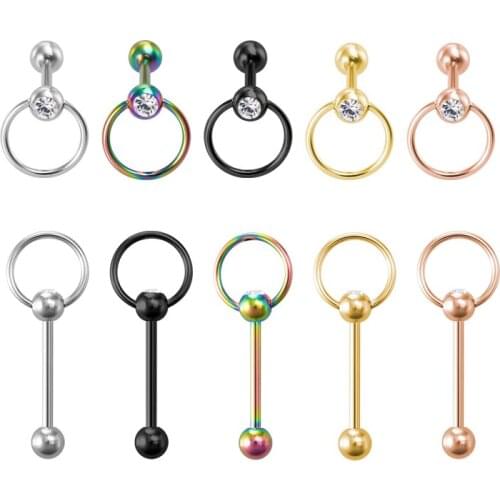1-5pcs Tongue Ring Piercing Barbell Stainless Steel Bar Lip Stud Hoop Cartilage Earring Helix for Women Fashion Body Jewelry 14G