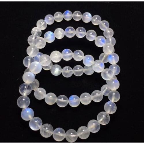 Genuine Natural Blue Light Moonstone Crystal Clear Round Beads Bracelet Women Men 6mm 7mm 8mm 9mm 10mm Healing Stone AAAAA