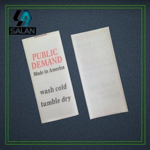 Customized two colors logo Selvage ribbon satin care label custom clothing printed silk material washin label fabric sewing tags