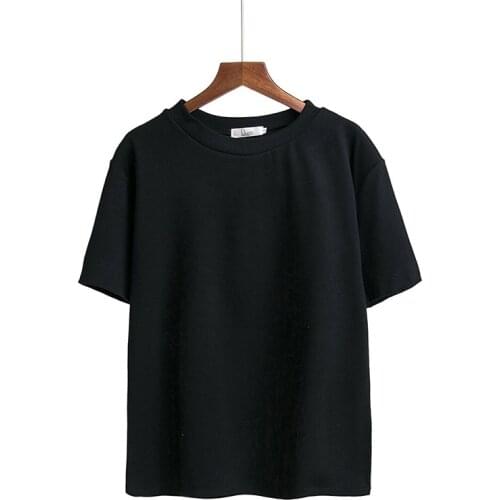 New Solid Oversized T-shirt Casual Loose Tshirt Cotton T Shirt Harajuku Simplicity Women Summer Korean O Neck Female Tops