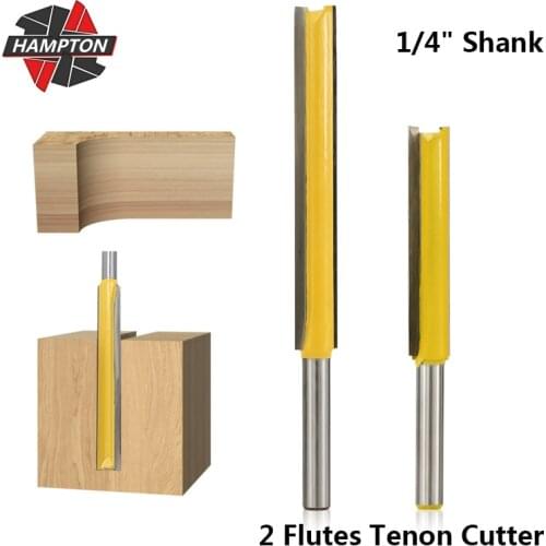 Hampton 1/4" Shank Woodworking Tenon Cutter 2 Flutes Trimmer Sraight Bit Flush Trim Router Bit Carbide Milling Cutter End Mill