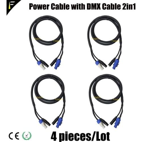 4 pieces Stage Light Combination Line Power Core Twist DMX512 Cable with NAC3FCA/NAC3FCB Connector and 3 pin XLR Male and Female
