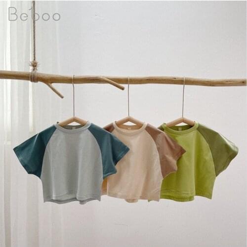 2021 Children Short Sleeve Clothes Summer New Korean Style Cotton Baby Girls T-shirts Round Neck Tops For Boys 2-6y Kids Outfit