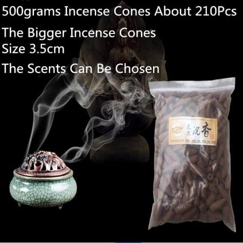 500Grams About 210Pcs 3.5cm Bigger Incense Cones Natural Reflux Tower Incense Natural Spices Smoke Cone Backflow Incense Bullet